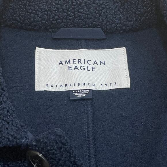 American Eagle XL Navy Bouclé Teddy Fleece Chorecoat | Blue Shacket Sold Out NEW - Picture 5 of 10